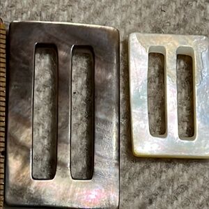 Vintage Abalone & Mother‑of‑Pearl Belt Buckles • Iridescent Shell Pair